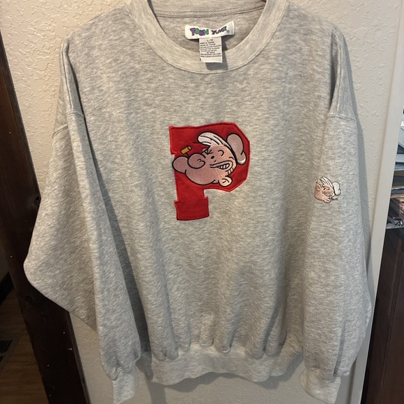 looney tunes popeye sweatshirt Size Large Gray - Picture 7 of 11
